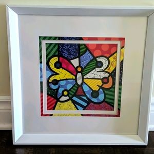 Large Framed Britto "garden butterfly" print